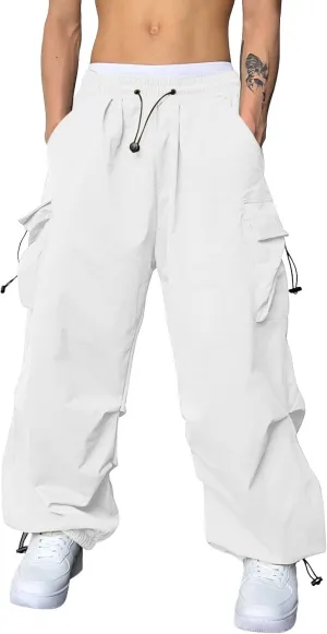 Alalaso Mens Baggy Cargo Pants Parachute Pants Causal Loose Fit Joggers Trendy Harem Pants Hip Hop Streetwear with Pockets