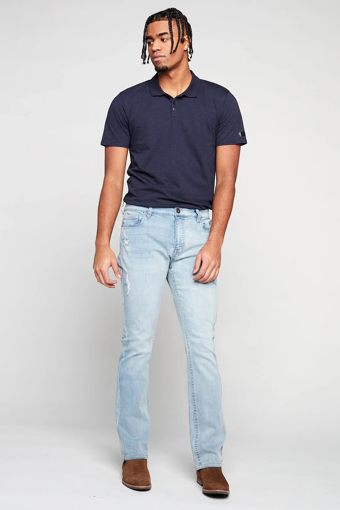ALLAN (3011 Series) - Classic 5 Pocket Bootcut Jean - Blue Bleach Denim
