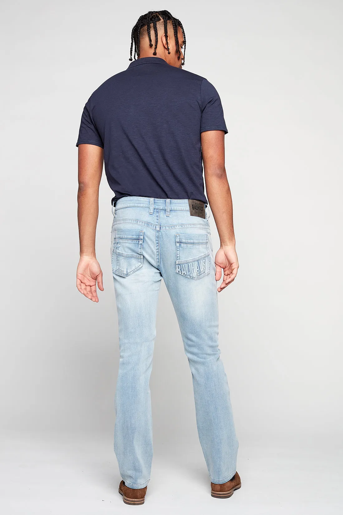 ALLAN (3011 Series) - Classic 5 Pocket Bootcut Jean - Blue Bleach Denim
