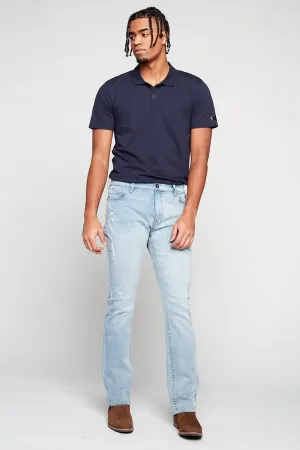 ALLAN (3011 Series) - Classic 5 Pocket Bootcut Jean - Blue Bleach Denim