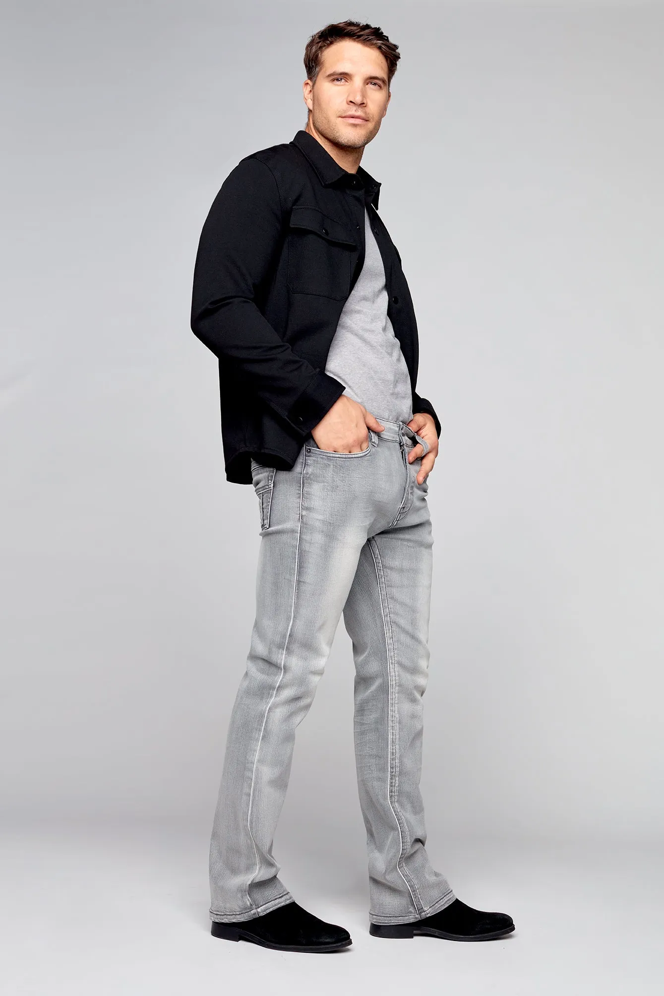 ALLAN (3011 Series) - Classic 5 Pocket Bootcut Jean - Light Grey Wash
