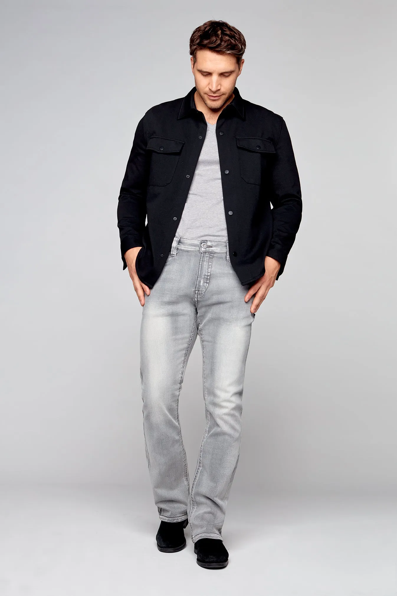 ALLAN (3011 Series) - Classic 5 Pocket Bootcut Jean - Light Grey Wash