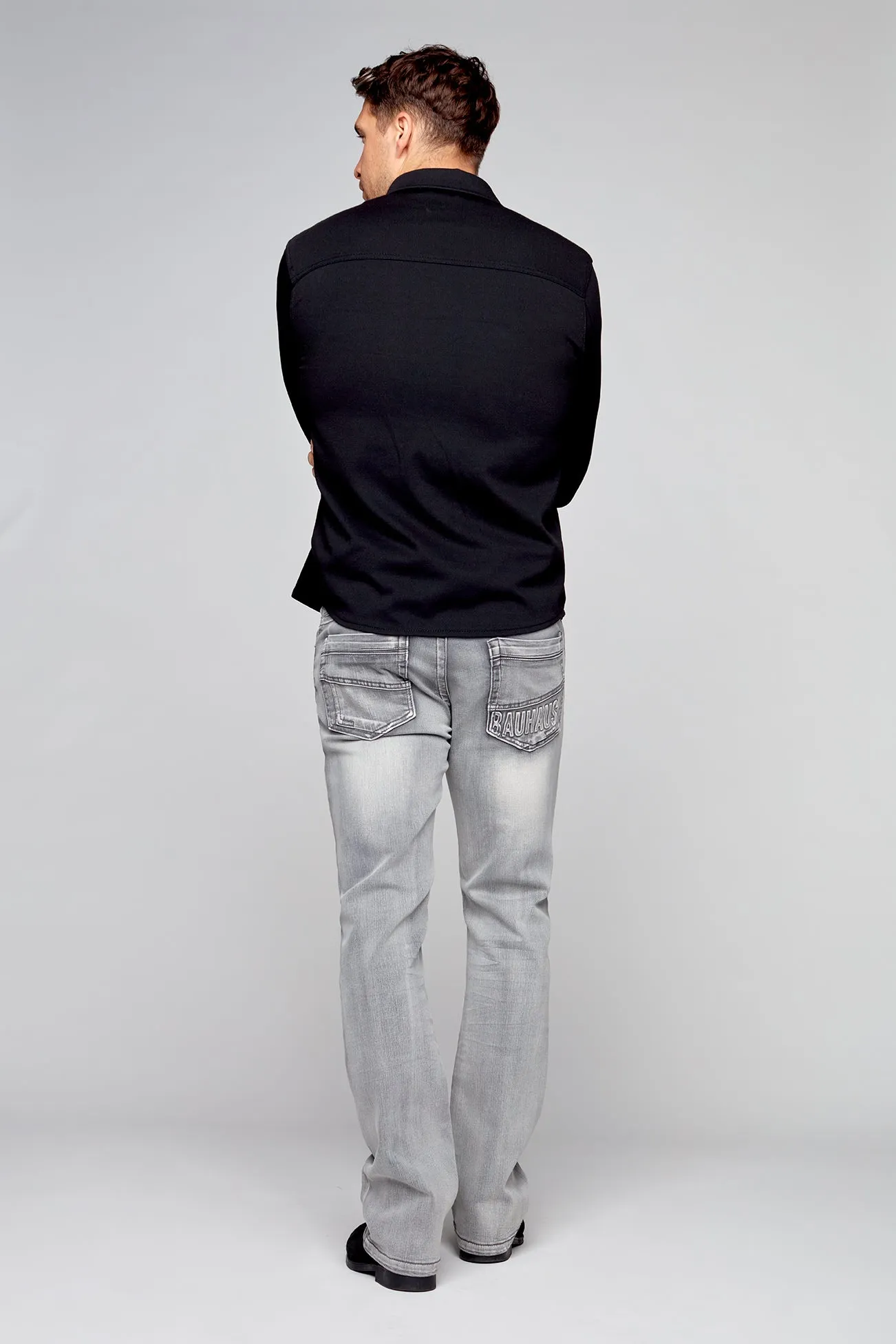 ALLAN (3011 Series) - Classic 5 Pocket Bootcut Jean - Light Grey Wash