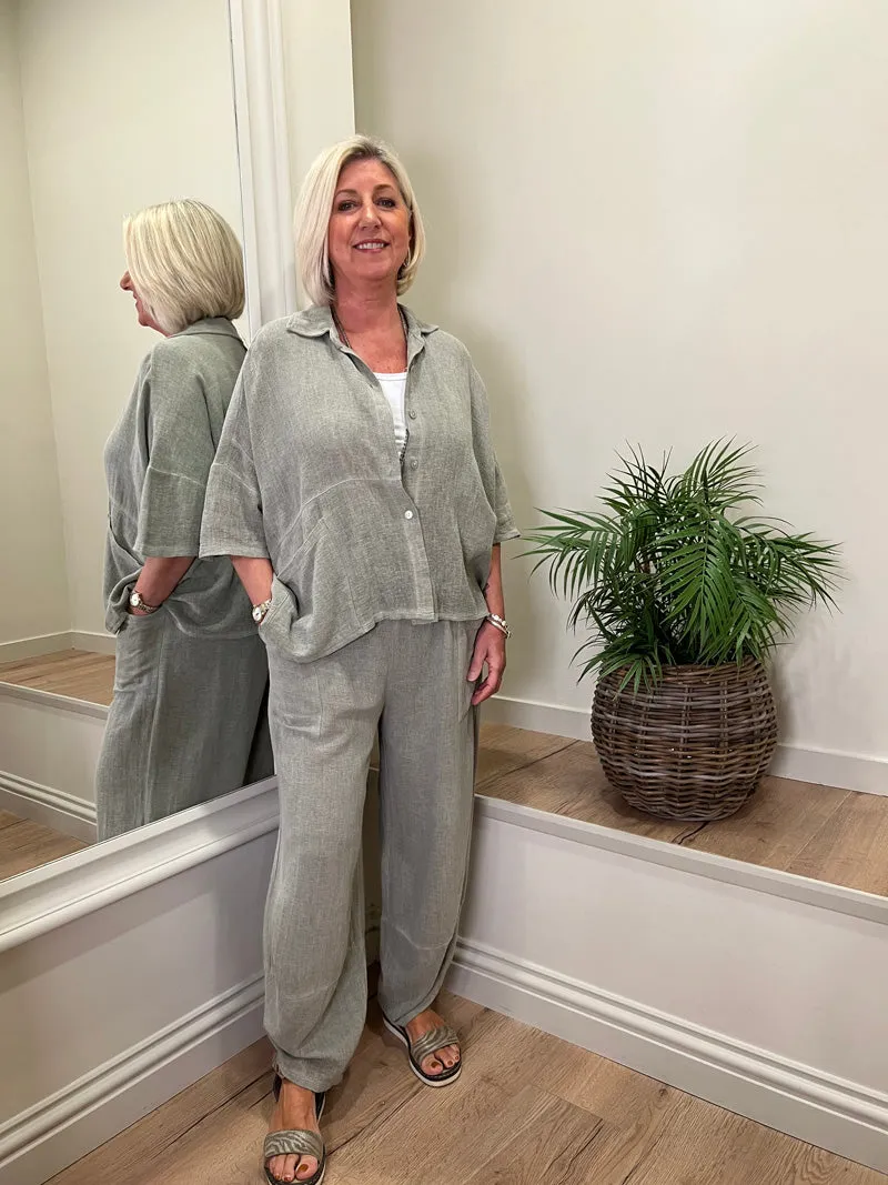 Ava Amara Cotton Mix Trousers Khaki