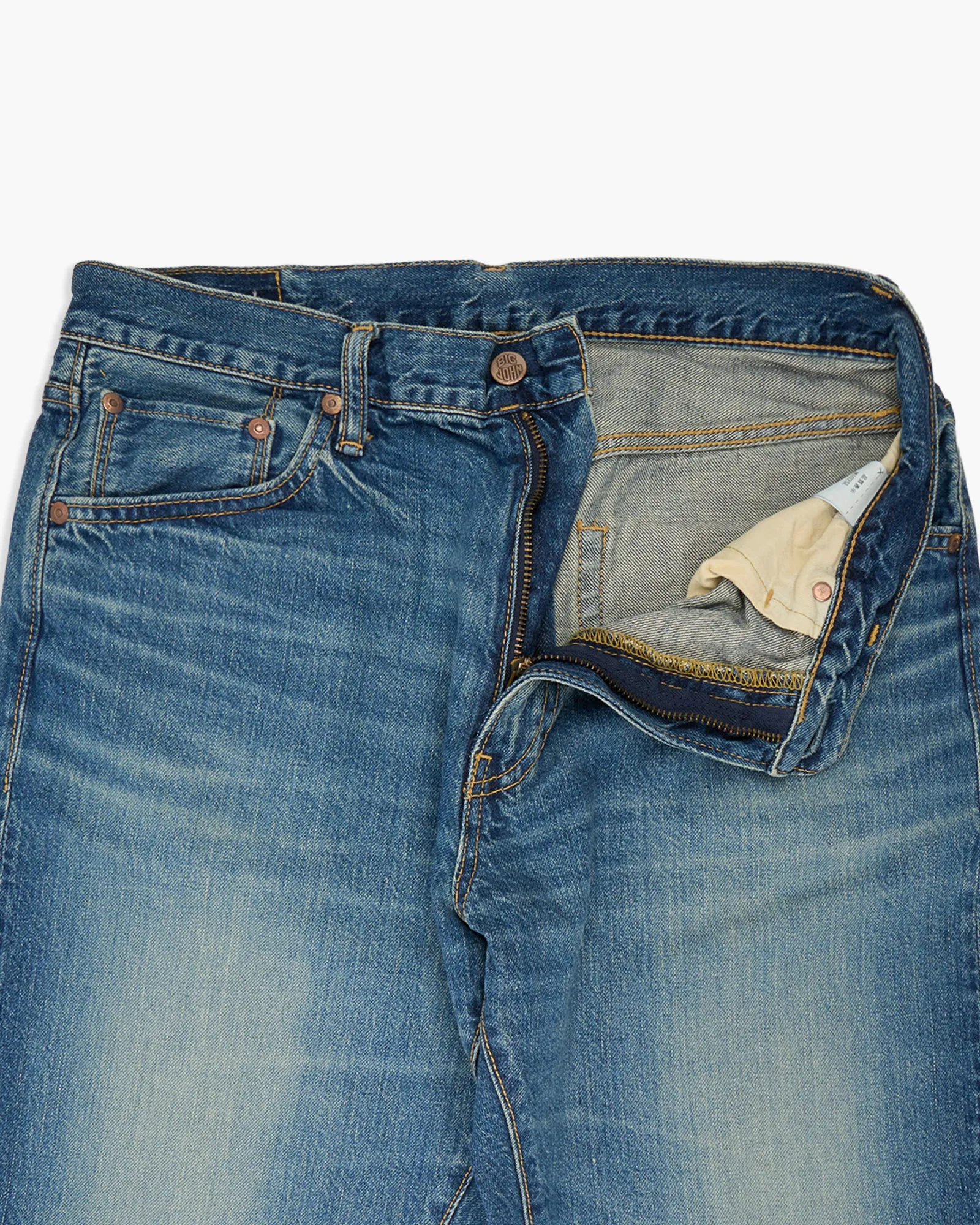 Big John M102SL Vintage 60's Classic Straight Selvedge Mens Jeans - Antique Wash