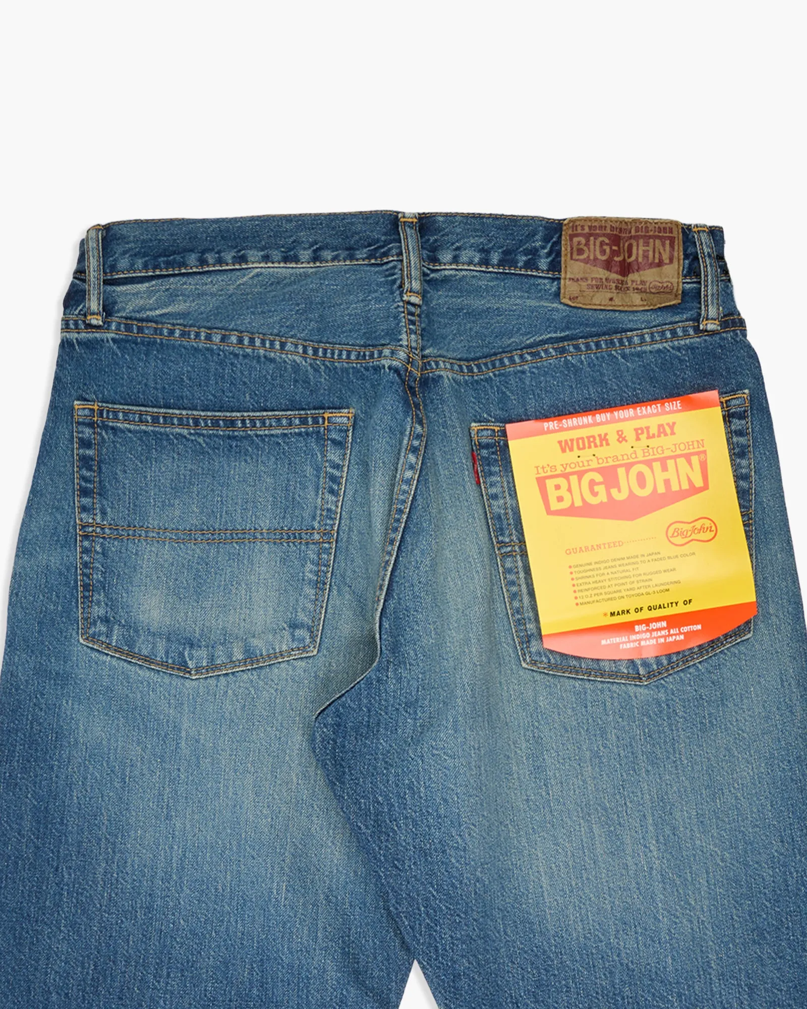 Big John M102SL Vintage 60's Classic Straight Selvedge Mens Jeans - Antique Wash