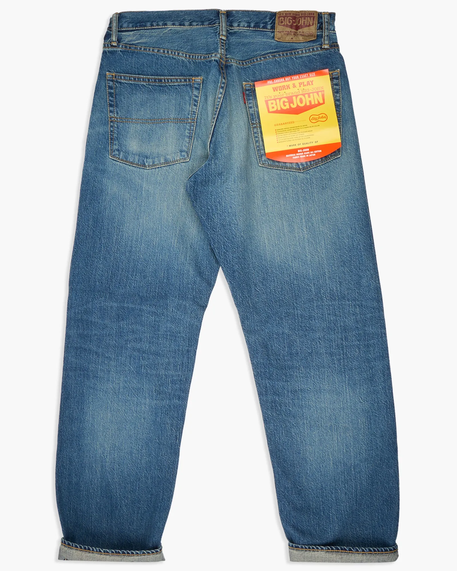 Big John M102SL Vintage 60's Classic Straight Selvedge Mens Jeans - Antique Wash