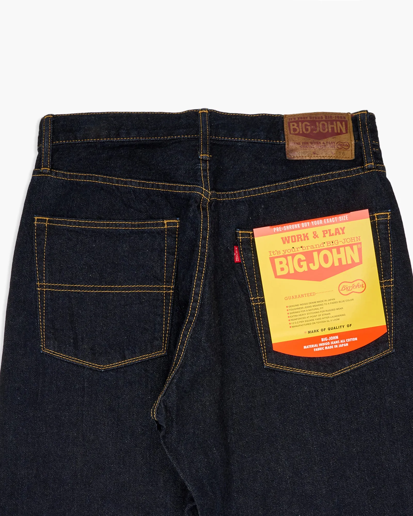 Big John M102SL Vintage 60's Classic Straight Selvedge Mens Jeans - Indigo Long Wash