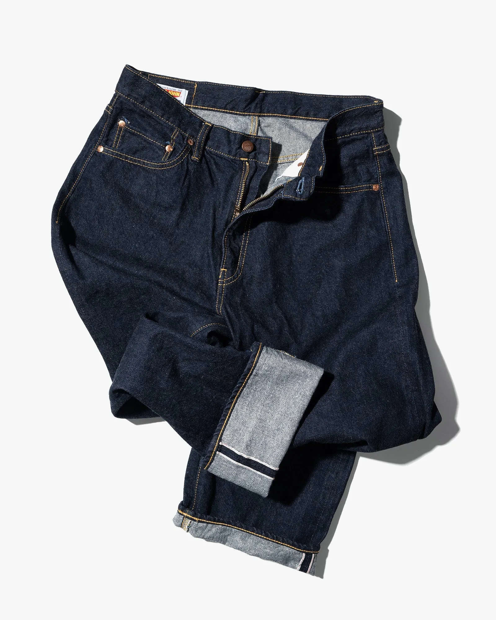 Big John M102SL Vintage 60's Classic Straight Selvedge Mens Jeans - Indigo Long Wash