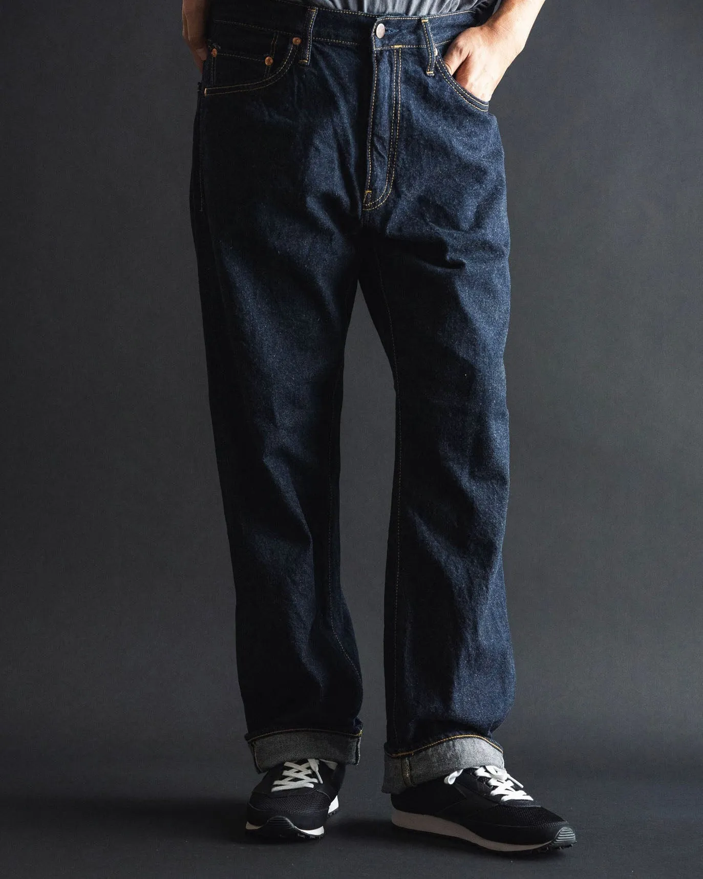 Big John M102SL Vintage 60's Classic Straight Selvedge Mens Jeans - Indigo Long Wash