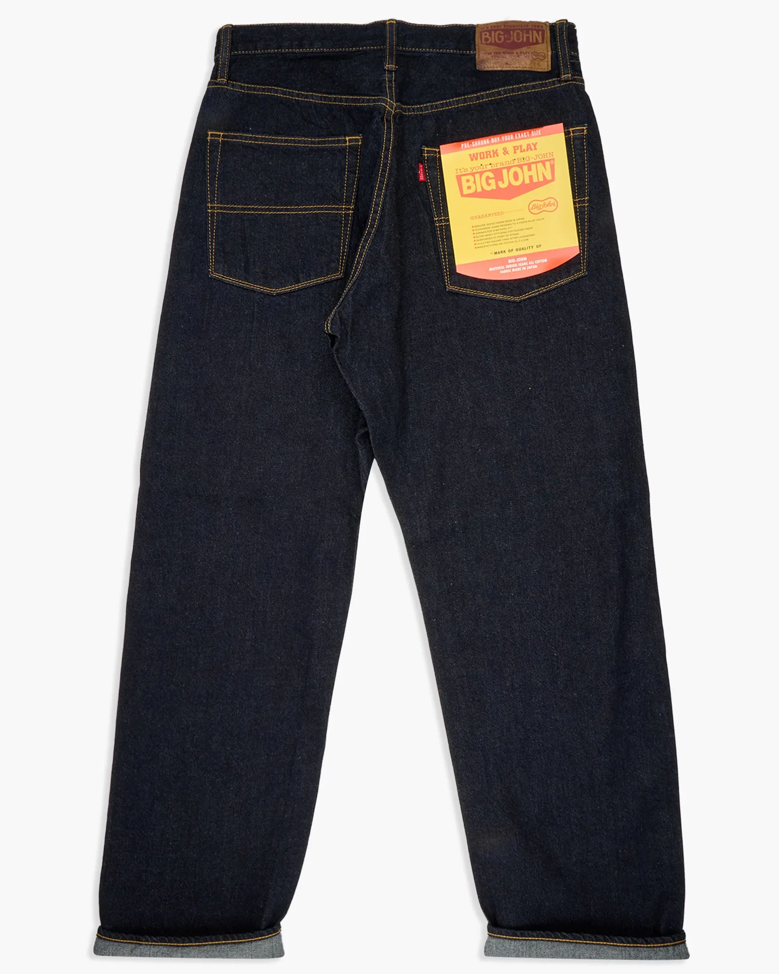 Big John M102SL Vintage 60's Classic Straight Selvedge Mens Jeans - Indigo Long Wash