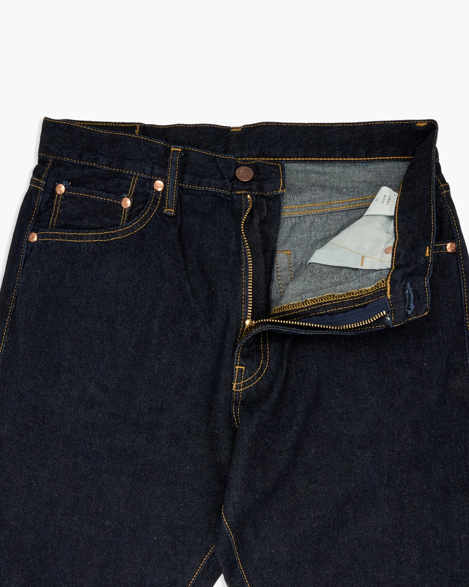 Big John M102SL Vintage 60's Classic Straight Selvedge Mens Jeans - Indigo Long Wash