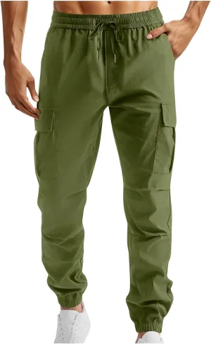 Cargo Pants for Men Relaxed Fit Stretch Workout Joggers Chino Outdoor Hiking Pants Lightweight Drawstring Sweatpants