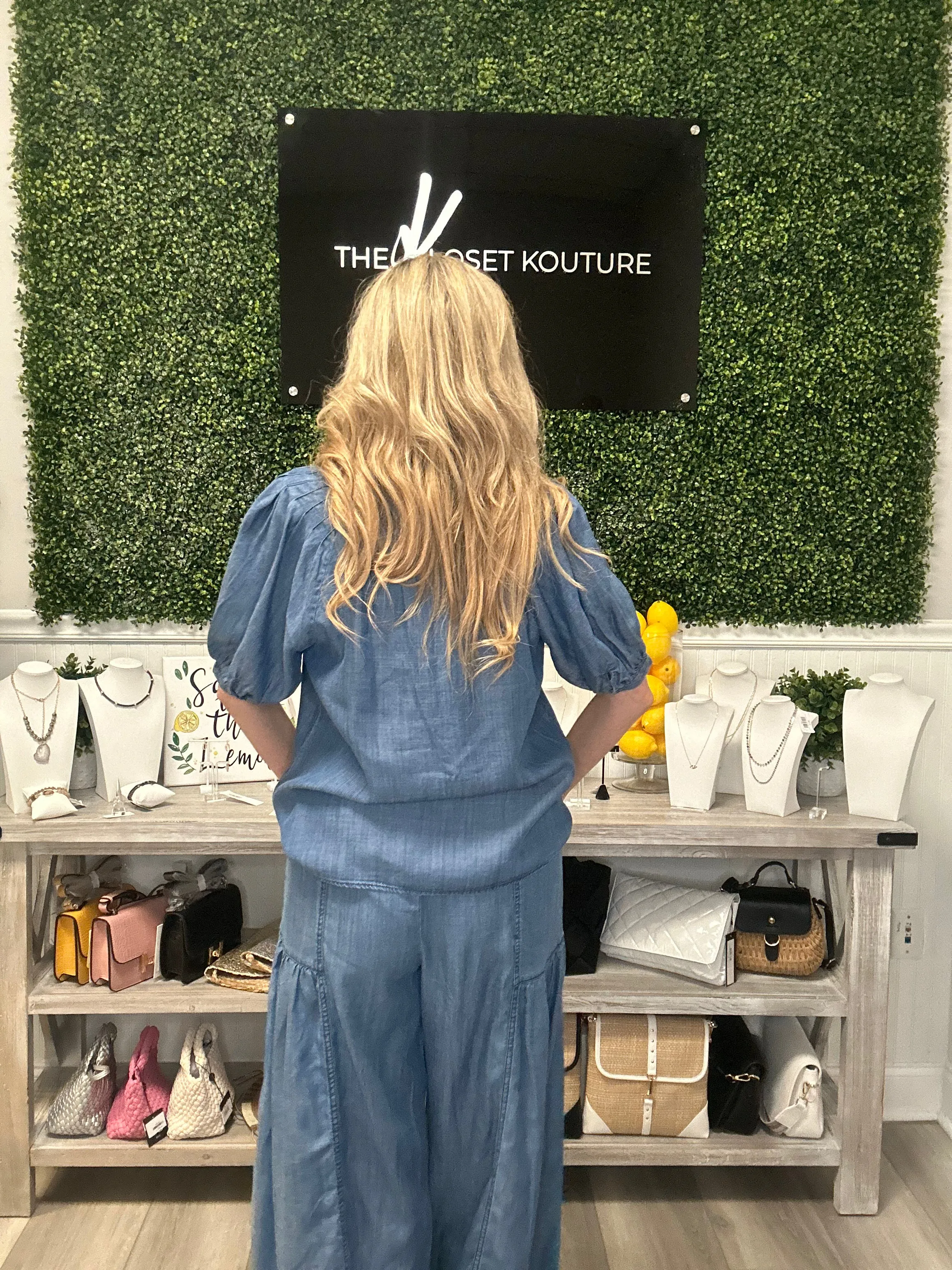 Chambray Wide Tiered Pants