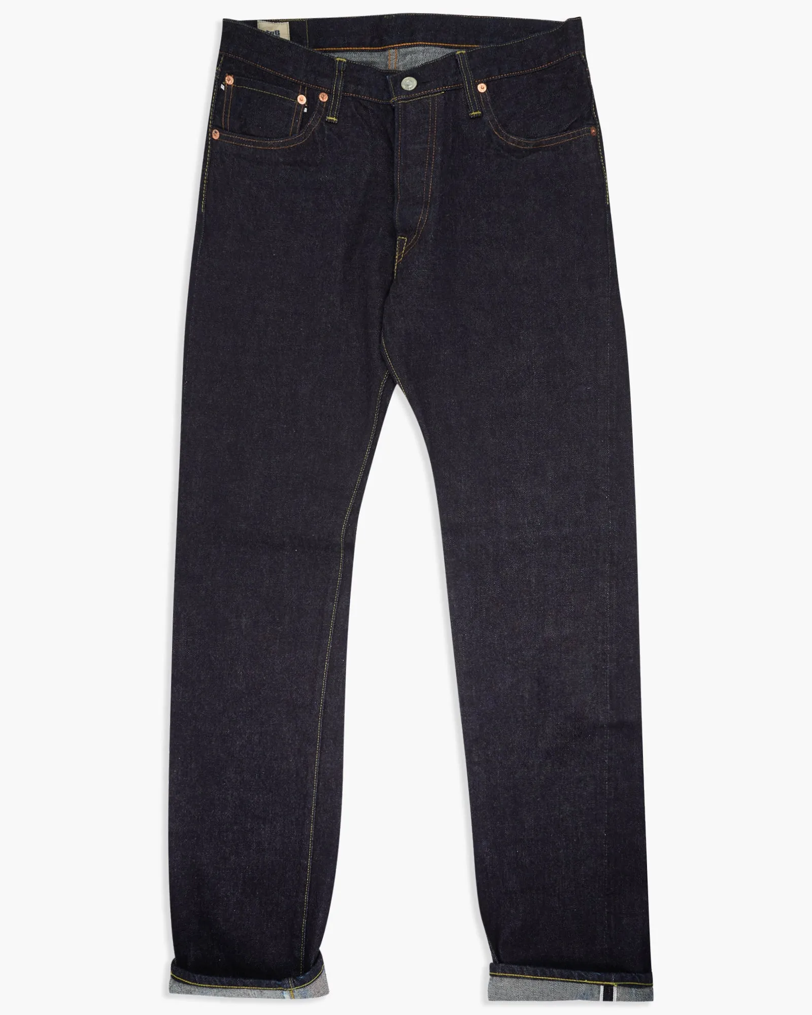 FOB Factory F151-23 14.75oz Supima Selvedge XX 5P Slim Straight Mens Jeans - Onewash