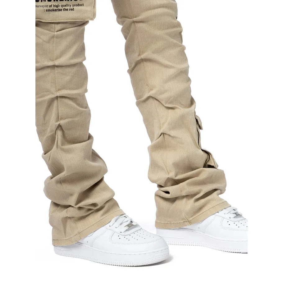 High Rise Stacked Utility Twill Pants - Cappuccino