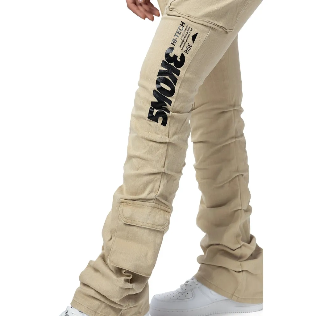High Rise Stacked Utility Twill Pants - Cappuccino