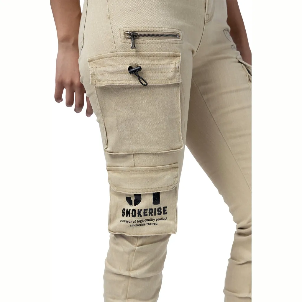 High Rise Stacked Utility Twill Pants - Cappuccino