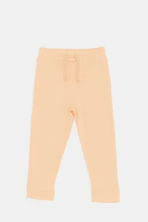 Infant Girls Peach Plain Track Pants