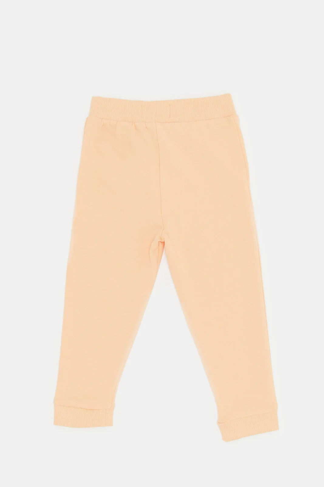 Infant Girls Peach Plain Track Pants