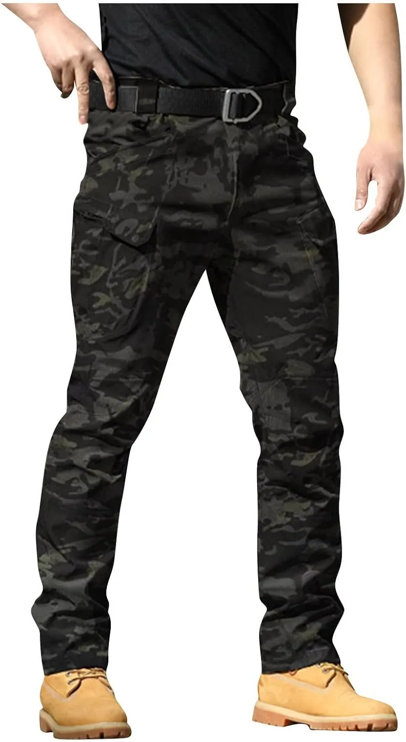 Khaki Pants Mens Stretch Stretch Cargo Pants Relaxed Fit Tactical Hiking Pant Ripstop Water Resistant Trousers