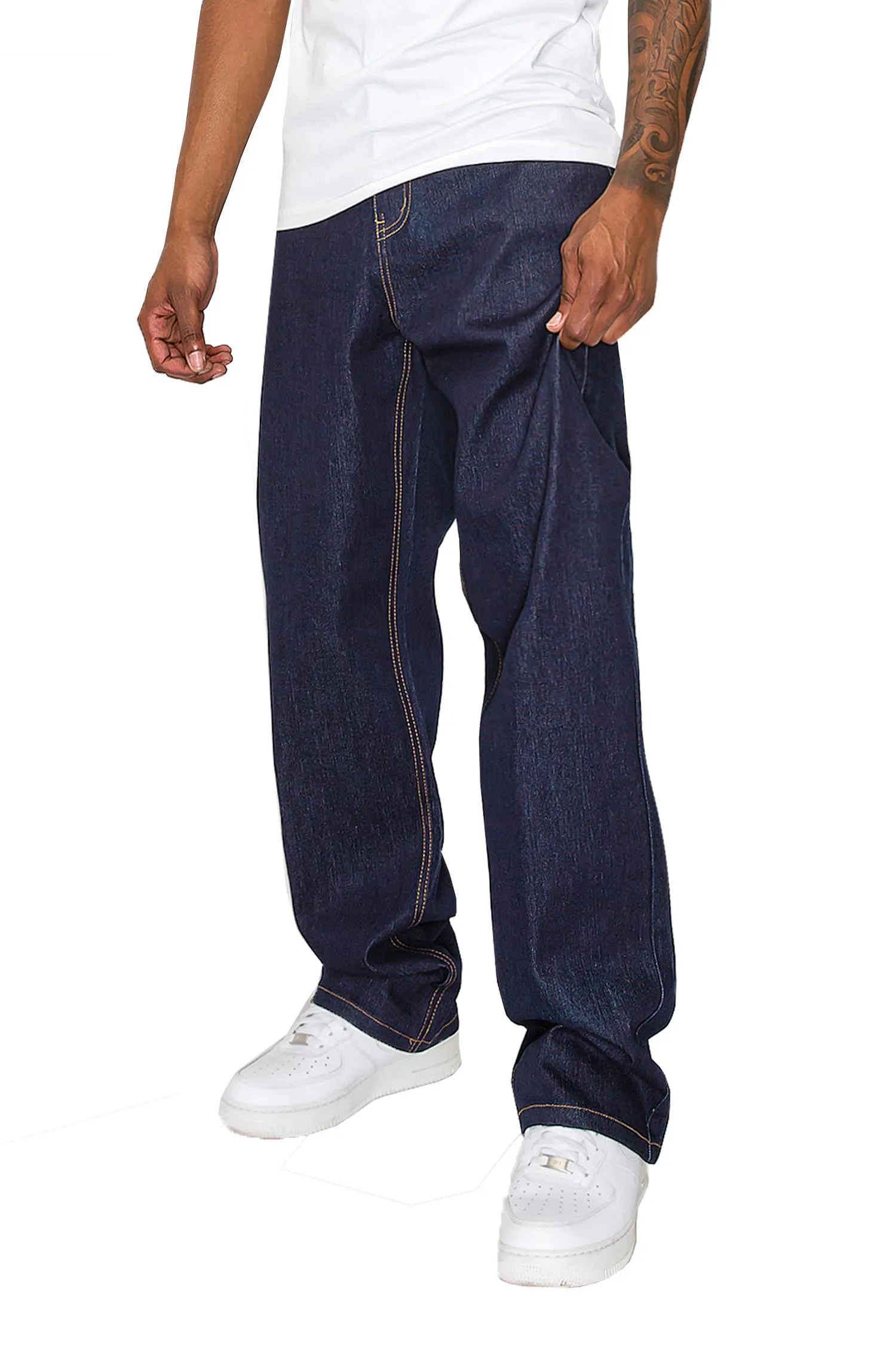 Men's Essential Baggy Raw Denim Jeans