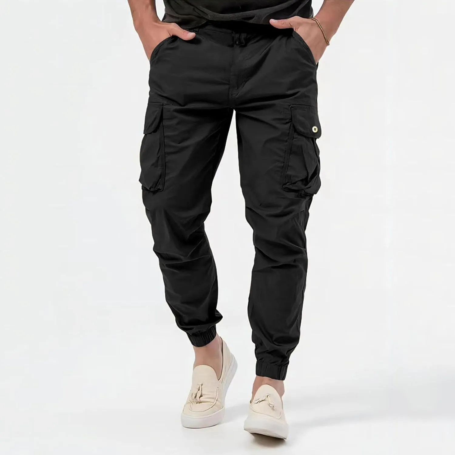 Mens Resort Wear 2025 Cargo Pants, Ultra Comfort Flex Multi-Pocket Pants, Men's Elastic Waist Drawstring Sweatpants