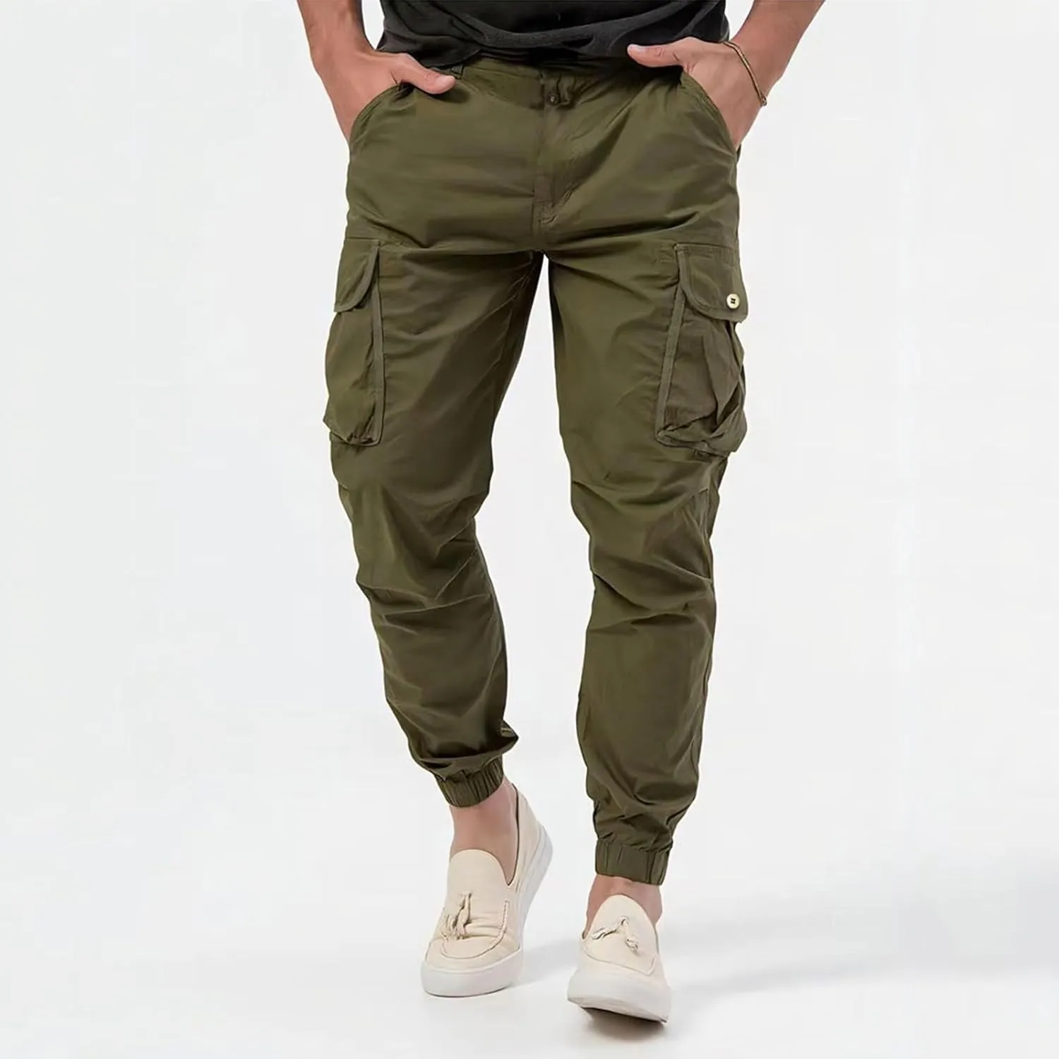 Mens Resort Wear 2025 Cargo Pants, Ultra Comfort Flex Multi-Pocket Pants, Men's Elastic Waist Drawstring Sweatpants