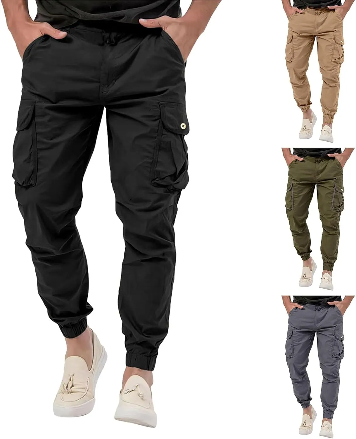 Mens Resort Wear 2025 Cargo Pants, Ultra Comfort Flex Multi-Pocket Pants, Men's Elastic Waist Drawstring Sweatpants