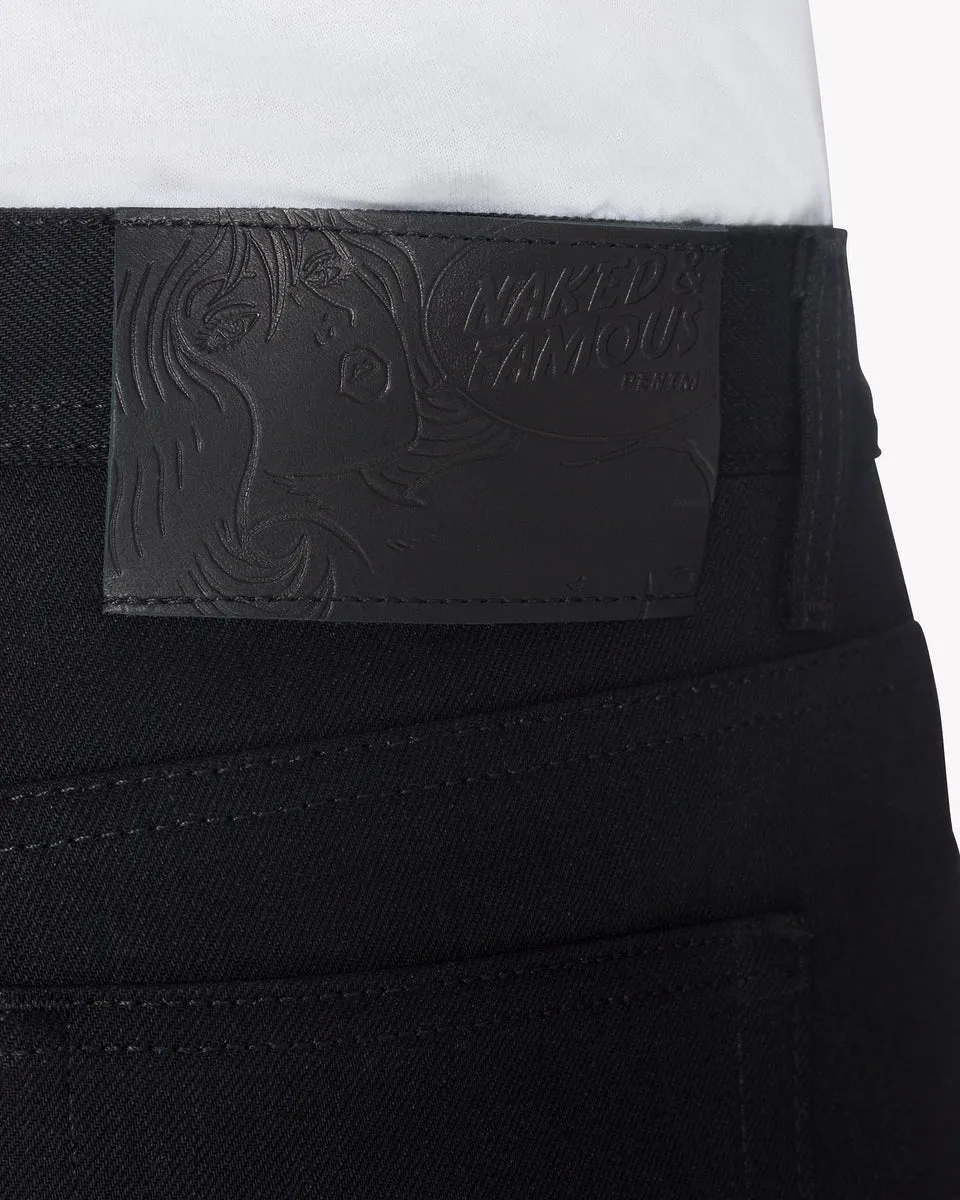 Naked & Famous Denim Weird Guy Regular Tapered Mens Jeans - Solid Black Selvedge