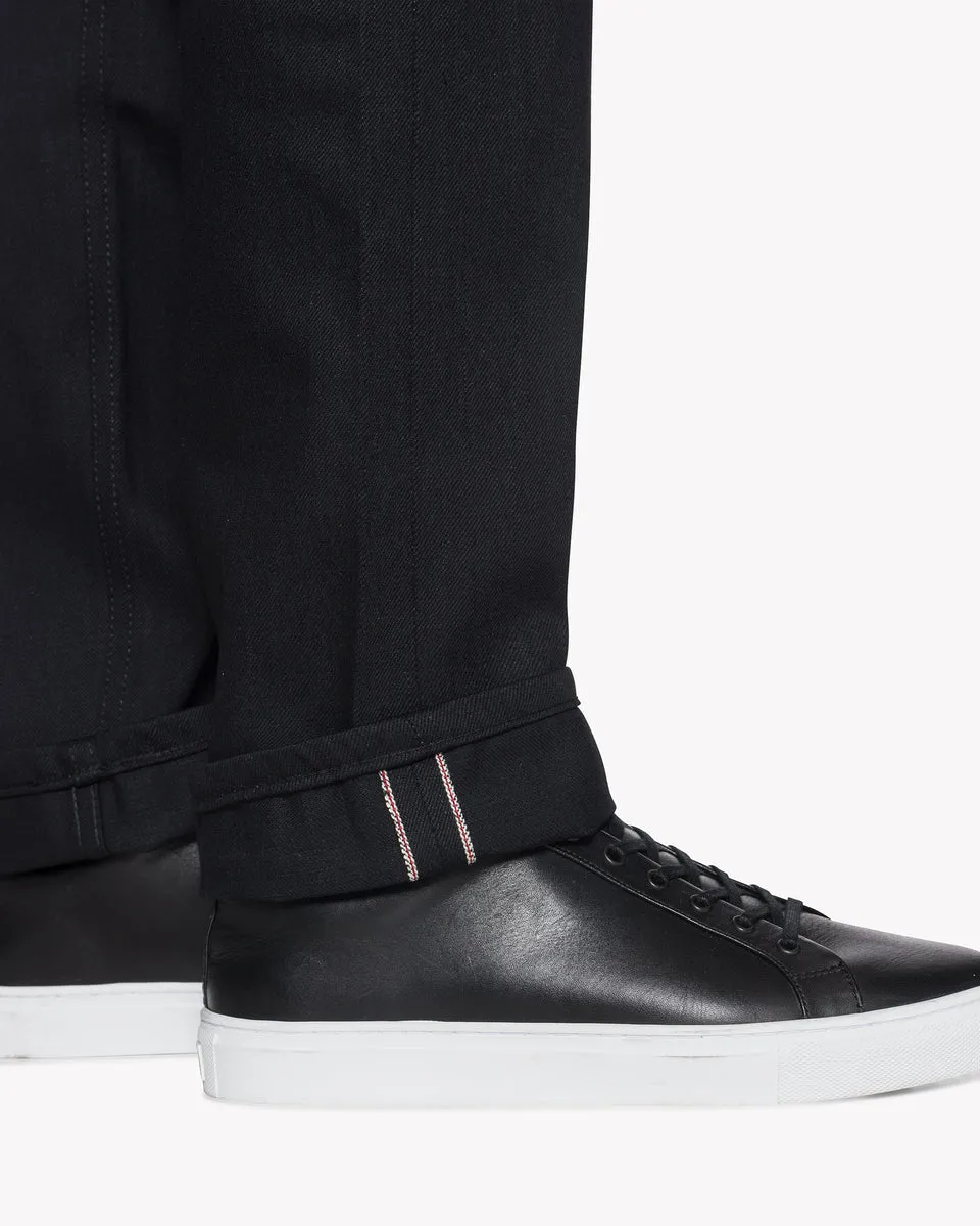 Naked & Famous Denim Weird Guy Regular Tapered Mens Jeans - Solid Black Selvedge