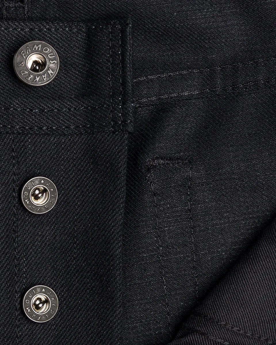Naked & Famous Denim Weird Guy Regular Tapered Mens Jeans - Solid Black Selvedge
