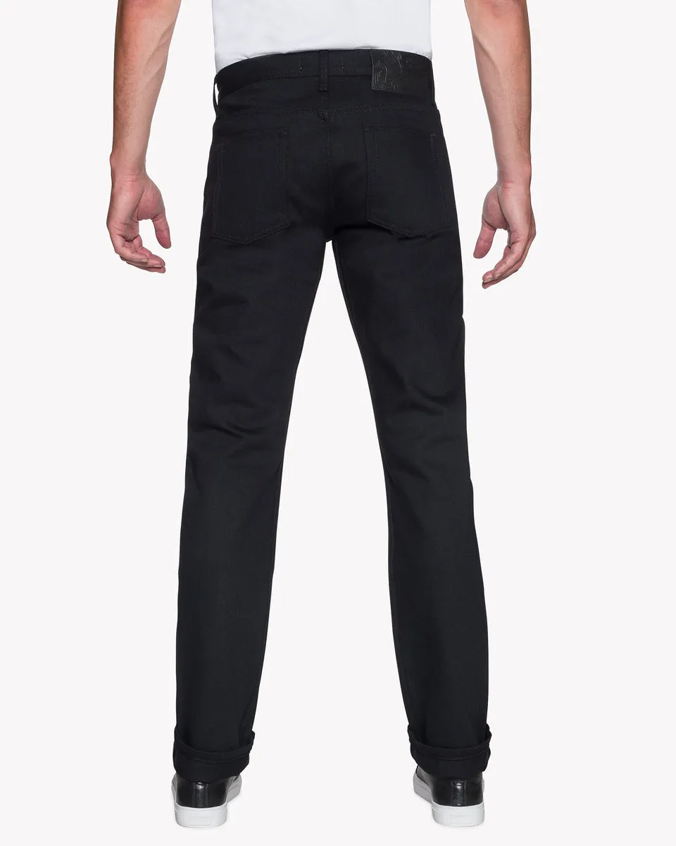 Naked & Famous Denim Weird Guy Regular Tapered Mens Jeans - Solid Black Selvedge