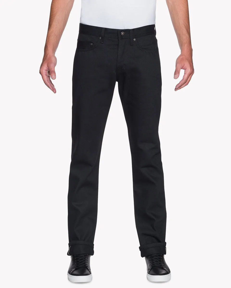 Naked & Famous Denim Weird Guy Regular Tapered Mens Jeans - Solid Black Selvedge