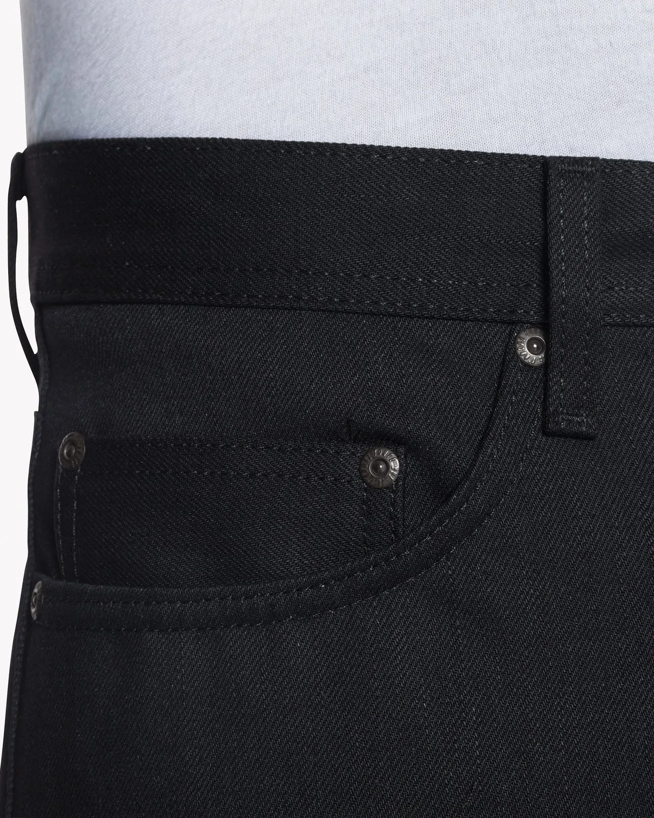 Naked & Famous Denim Weird Guy Regular Tapered Mens Jeans - Solid Black Selvedge