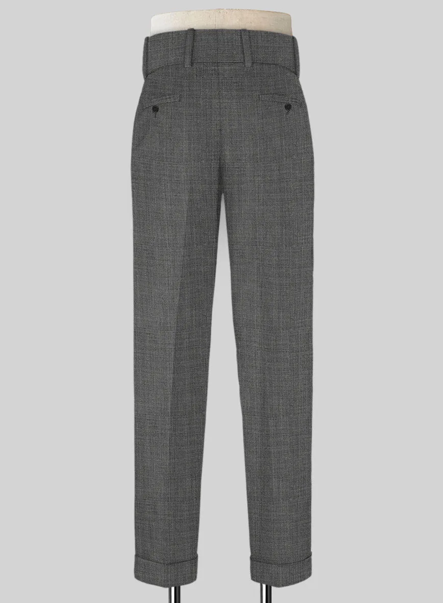 Napolean Sharkskin Gray Double Gurkha Wool Trousers