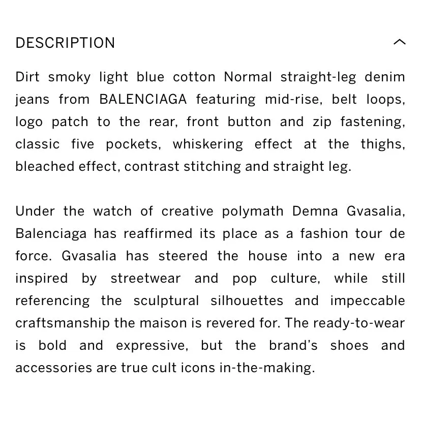 New Balenciaga Unisex Jeans