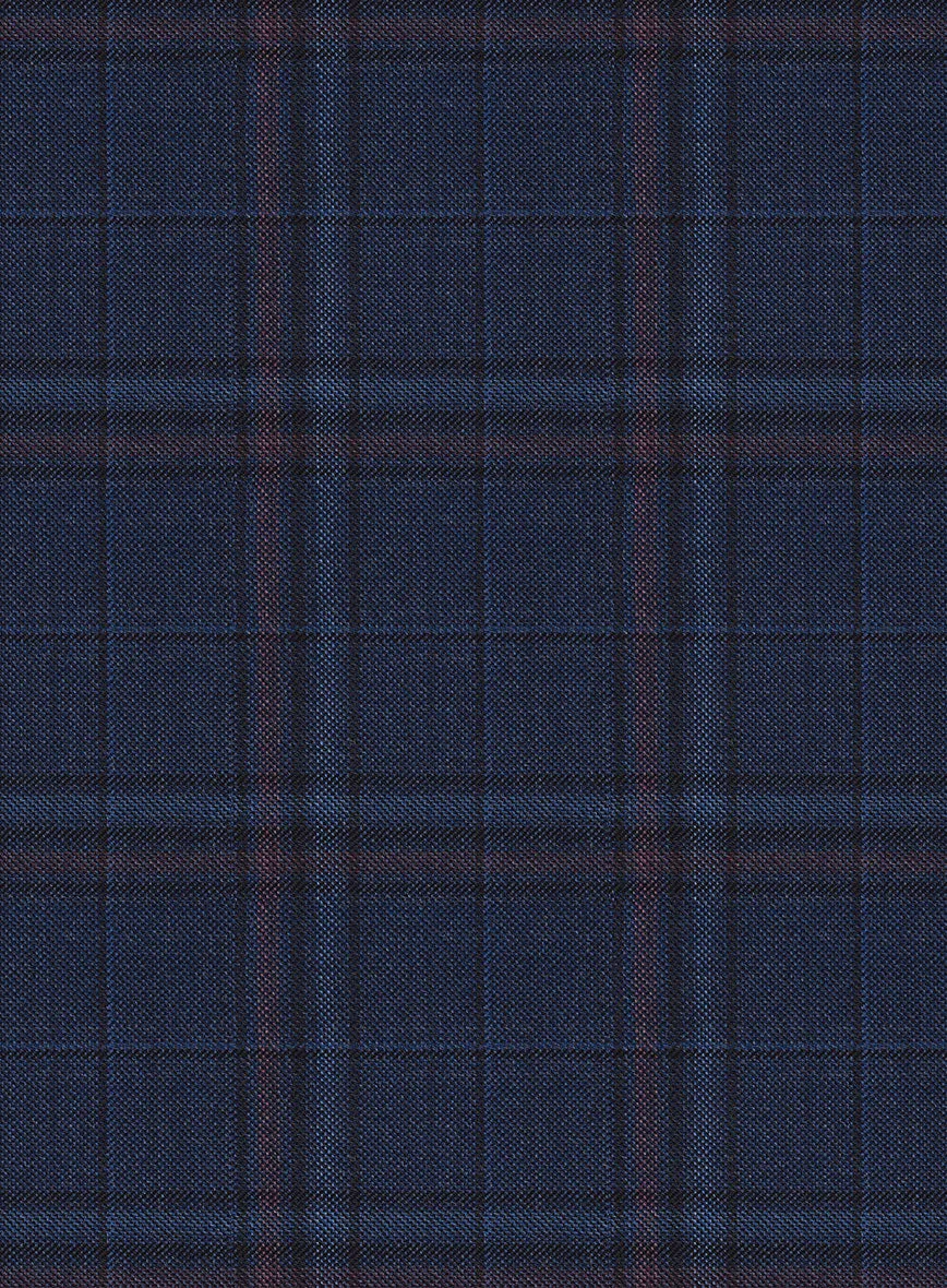 Reda Cinder Blue Checks Wool Pants