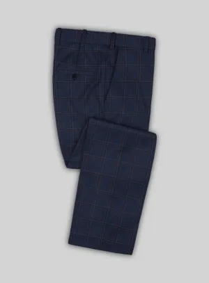 Reda Cinder Blue Checks Wool Pants
