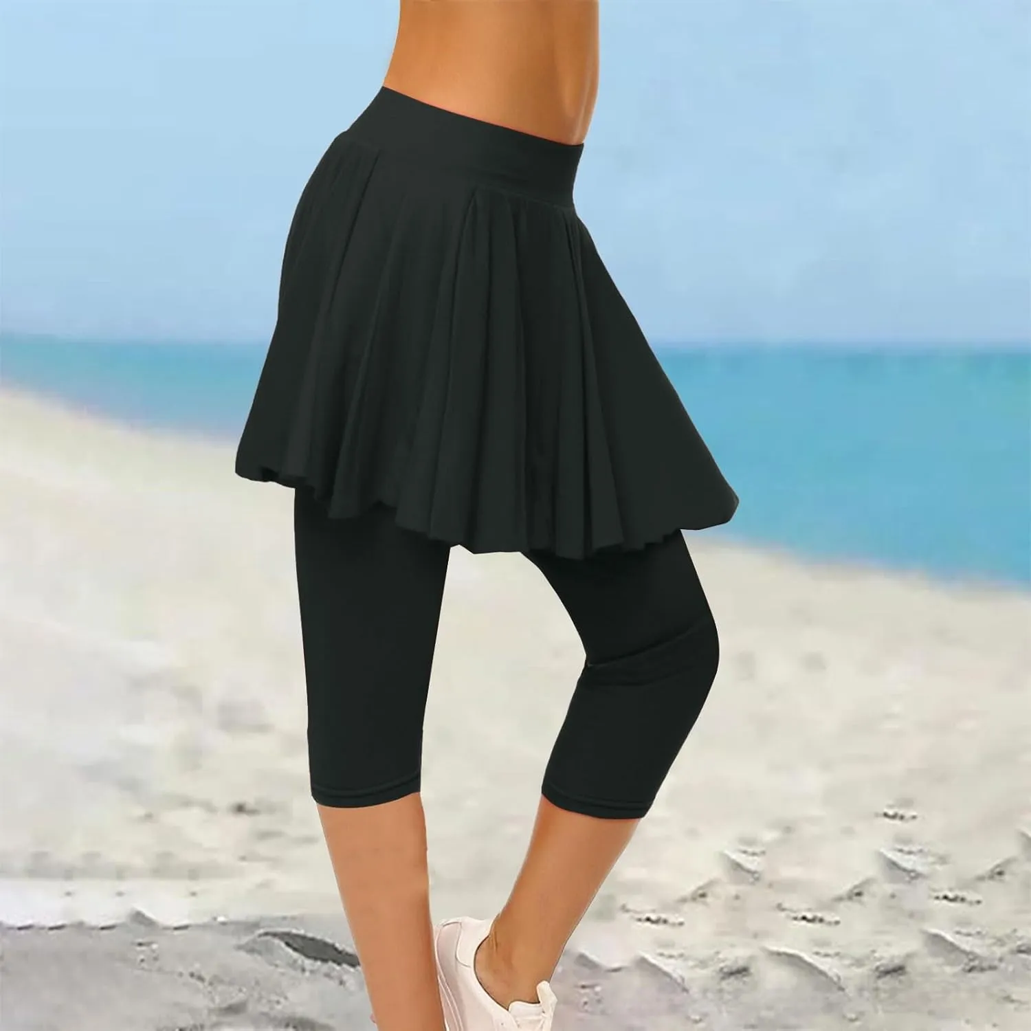Skirted Leggings for Women 2025 Plus Size Tennis Golf Short Skort Capris Gym Tennis Yoga Athletic Legging with Skirts