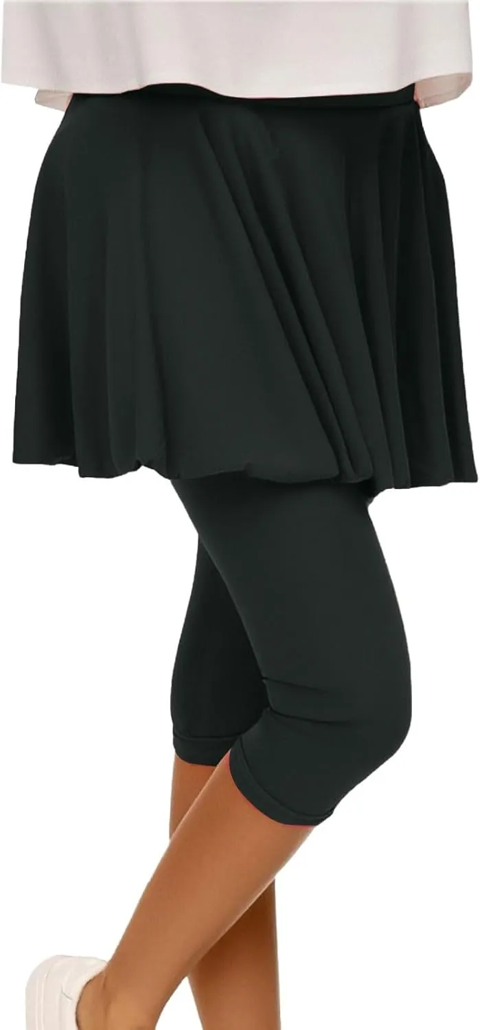 Skirted Leggings for Women 2025 Plus Size Tennis Golf Short Skort Capris Gym Tennis Yoga Athletic Legging with Skirts