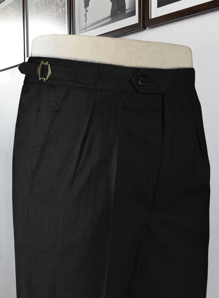 Stretch Black Wool Highland Trousers