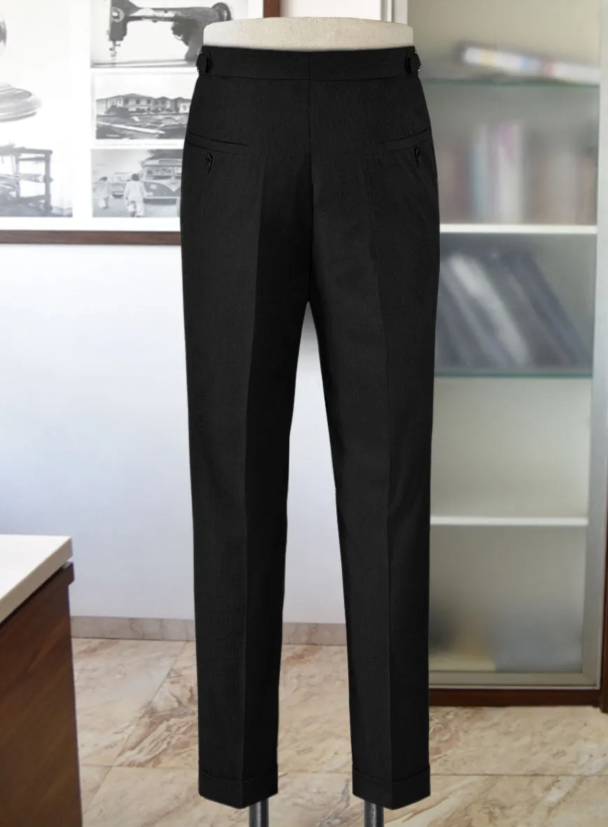 Stretch Black Wool Highland Trousers