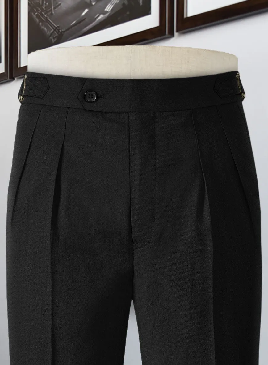 Stretch Black Wool Highland Trousers