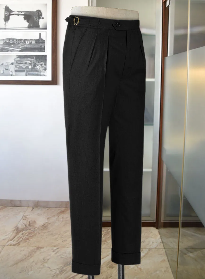 Stretch Black Wool Highland Trousers