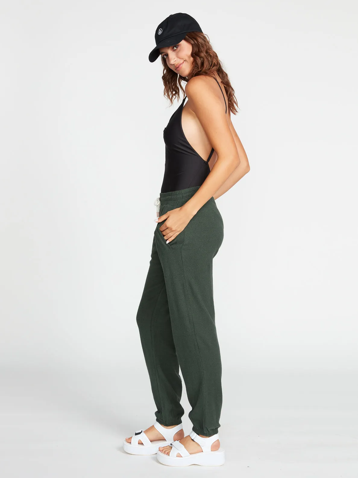 Volcom Lil Fleece Pants-Dark Pine