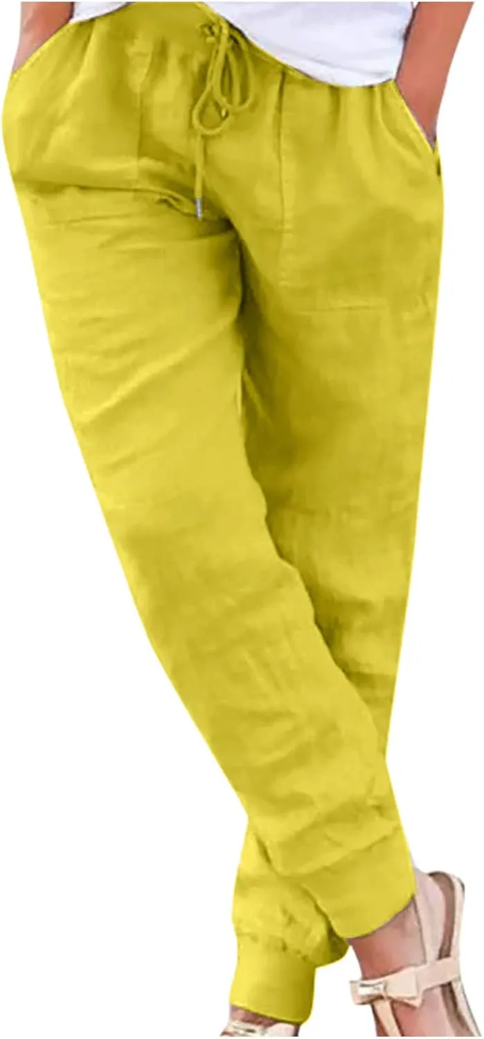 Wide Leg Pants Women Dressy Casual Summer Wide Leg High Waist Casual Lounge Pants Drawstring Trouser with Pockets