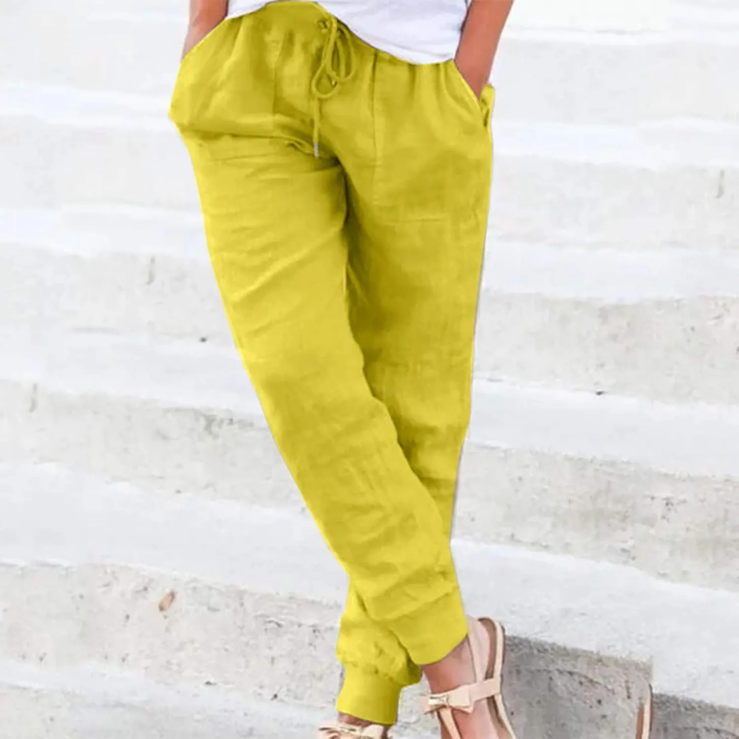 Wide Leg Pants Women Dressy Casual Summer Wide Leg High Waist Casual Lounge Pants Drawstring Trouser with Pockets