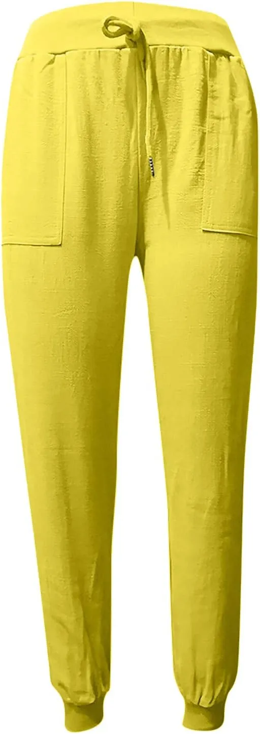 Wide Leg Pants Women Dressy Casual Summer Wide Leg High Waist Casual Lounge Pants Drawstring Trouser with Pockets