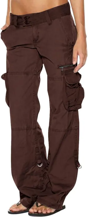Womens Elastic High Waisted Cargo Pants Casual Relaxed Fit Multi Pockets Work Pants Trendy Y2K Streetwear Trousers